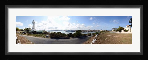 Framed Road view with the Statue of Jesus Christ, Havana, Cuba Print