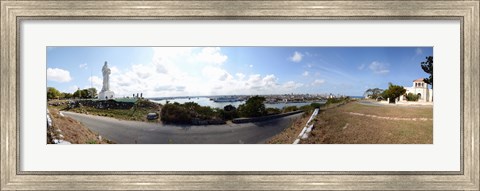 Framed Road view with the Statue of Jesus Christ, Havana, Cuba Print