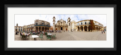 Framed People at Plaza De La Catedral, Cathedral of Havana, Havana, Cuba Print