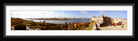 Framed Morro Castle with city at the waterfront, Havana, Cuba Print
