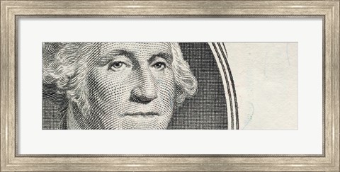 Framed Details of George Washington&#39;s image on the US dollar bill Print