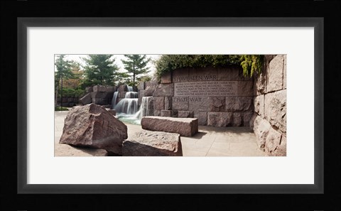 Framed Engraved memorial wall, Franklin Delano Roosevelt Memorial, Washington DC, USA Print