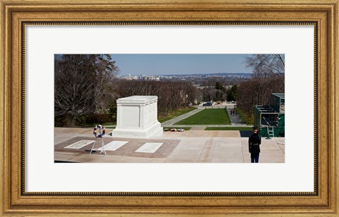 Framed Tomb of a soldier in a cemetery, Arlington National Cemetery, Arlington, Virginia, USA Print