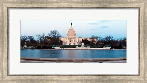 Framed Government building at dusk, Capitol Building, National Mall, Washington DC Print