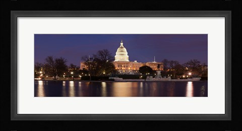 Framed Government building lit up at dusk, Capitol Building, National Mall, Washington DC, USA Print