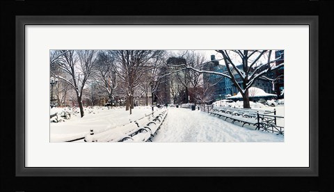 Framed Snow covered park, Union Square, Manhattan, New York City, New York State, USA Print