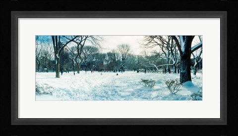 Framed Snow covered park, Lower East Side, Manhattan, New York City, New York State, USA Print