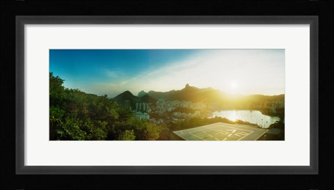Framed Helipad at the top of Sugarloaf Mountain at sunset, Rio de Janeiro, Brazil Print