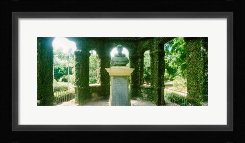 Framed Memorial statue in the house of cedar, Jardim Botanico, Zona Sul, Rio de Janeiro, Brazil Print