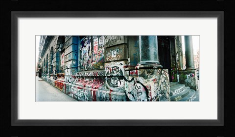 Framed Graffiti covered Germania Bank Building on Bowery Street, Soho, Manhattan, New York City Print
