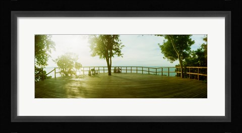 Framed Couple overlooking the ocean at sunset in Morro De Sao Paulo, Tinhare, Cairu, Bahia, Brazil Print
