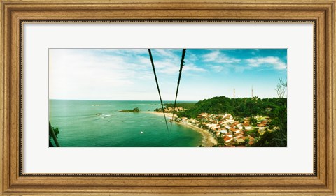 Framed Zip line ropes for zip inning over the beach, Morro De Sao Paulo, Tinhare, Cairu, Bahia, Brazil Print