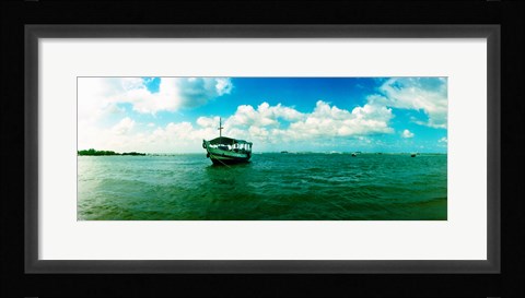 Framed Wooden boat in the ocean, Morro De Sao Paulo, Tinhare, Cairu, Bahia, Brazil Print