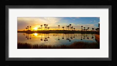 Framed Reflection of trees in water at sunset, Lake Worth, Palm Beach County, Florida, USA Print