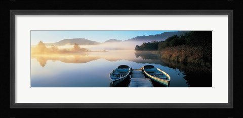 Framed Rowboats at the lakeside, English Lake District, Grasmere, Cumbria, England Print