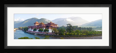 Framed Monastery at the waterfront, Punakha Monastery, Punakha, Bhutan Print