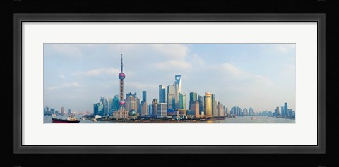 Framed Buildings at the waterfront, Pudong, Huangpu River, Shanghai, China Print