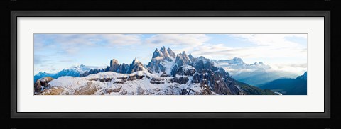 Framed Snow covered mountains, Dolomites, Dolomiti Di Sesto Nature Park, Hochpustertal, Alta Pusteria, South Tyrol, Italy Print