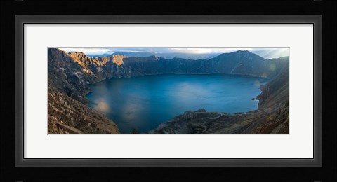 Framed Lake surrounded by mountains, Quilotoa, Andes, Cotopaxi Province, Ecuador Print