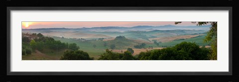Framed High angle view of the valley at sunset, Val d'Orcia, Tuscany, Italy Print