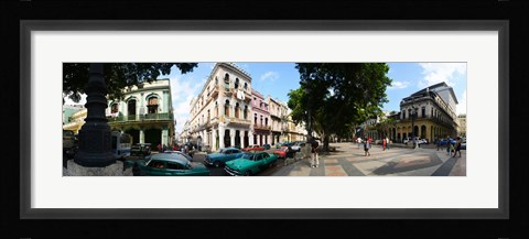 Framed Old cars parked outside buildings, Havana, Cuba Print