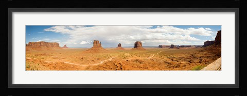 Framed Buttes in a desert, The Mittens, Monument Valley Tribal Park, Monument Valley, Utah, USA Print