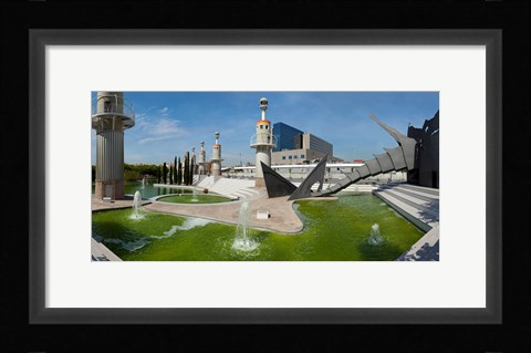 Framed Fountains in Spain Industrial Park, Barcelona, Catalonia, Spain Print