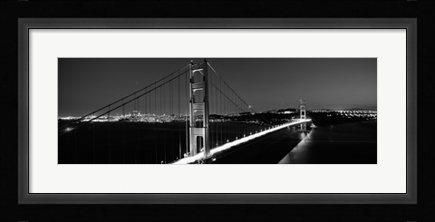 Framed Golden Gate Bridge at Dusk, San Francisco (black &amp; white) Print