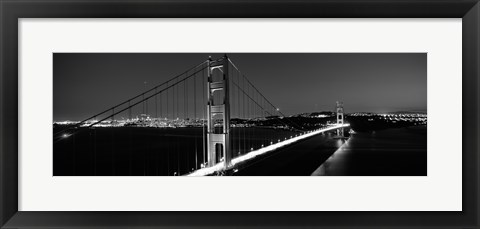Framed Golden Gate Bridge at Dusk, San Francisco (black &amp; white) Print