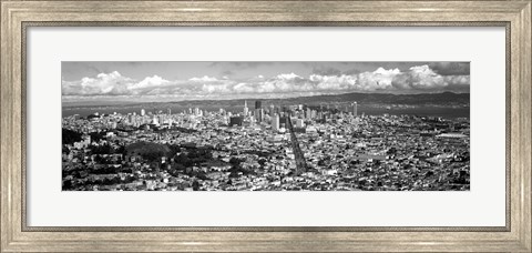 Framed San Francisco as Viewed from Twin Peaks (black &amp; white) Print