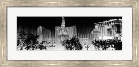 Framed Las Vegas Hotels at Night (black &amp; white) Print