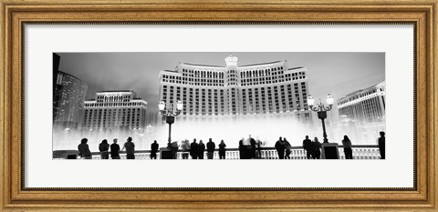 Framed Bellagio Resort And Casino Lit Up At Night, Las Vegas (black &amp; white) Print