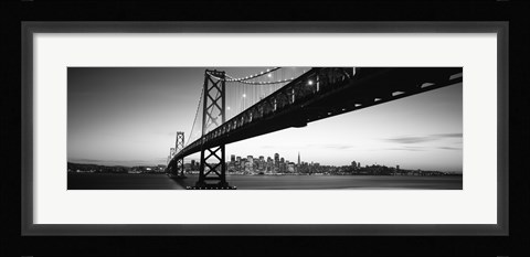 Framed Bay Bridge in black and white, San Francisco Bay, San Francisco, California, USA Print