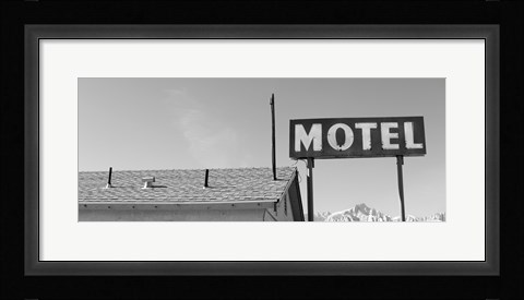 Framed Low angle view of a motel sign, Eastern Sierra, Lone Pine, California, USA Print