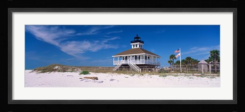Framed Lighthouse on the beach, Port Boca Grande Lighthouse, Gasparilla Island State Park, Gasparilla Island, Florida, USA Print