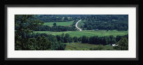 Framed Winding road passing through a landscape, East Central, Missouri, USA Print