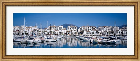 Framed Boats at a harbor, Puerto Banus, Costa Del Sol, Andalusia, Spain Print