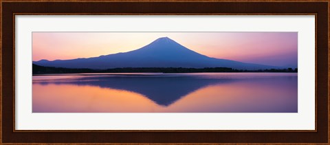 Framed Mt Fuji reflection in a lake, Shizuoka Japan Print