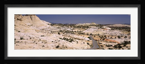 Framed Highway passing through an arid landscape, Utah State Route 12, Grand Staircase-Escalante National Monument, Utah, USA Print