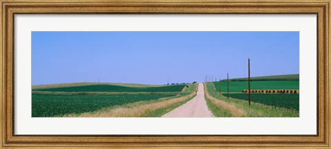 Framed Road along fields, Minnesota, USA Print
