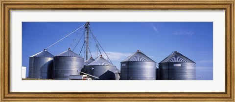 Framed Grain storage bins, Nebraska, USA Print