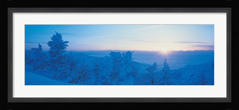 Framed Yokoteyama at sunrise Shiga Kogen Nagano Japan Print