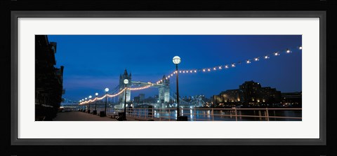 Framed Tower Bridge London England (Nighttime with Lights) Print