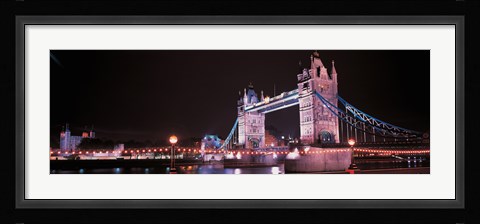 Framed Tower Bridge London England at Night Print
