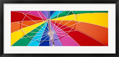 Framed Close-up of beach umbrella, Fort Desoto Park, Tierra Verde, Florida Print