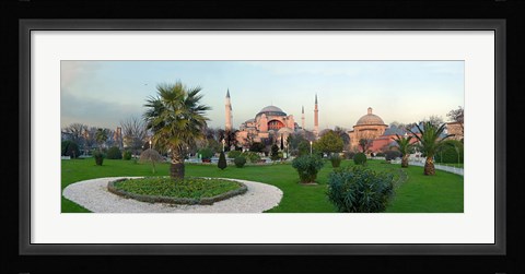 Framed Formal garden in front of a church, Aya Sofya, Istanbul, Turkey Print
