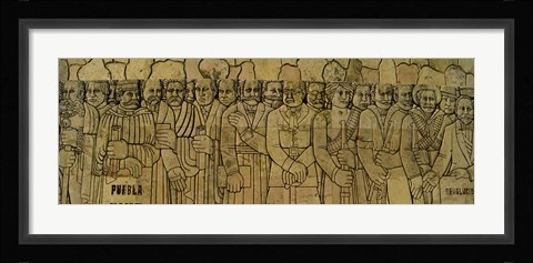 Framed Human representations carving on the wall, Monumento a la Patria, Merida, Yucatan, Mexico Print