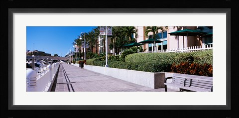 Framed Buildings along a walkway, Garrison Channel, Tampa, Florida, USA Print