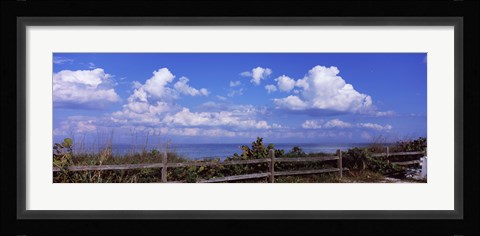 Framed Fence on the beach, Tampa Bay, Gulf Of Mexico, Anna Maria Island, Manatee County, Florida, USA Print