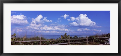 Framed Fence on the beach, Tampa Bay, Gulf Of Mexico, Anna Maria Island, Manatee County, Florida, USA Print
